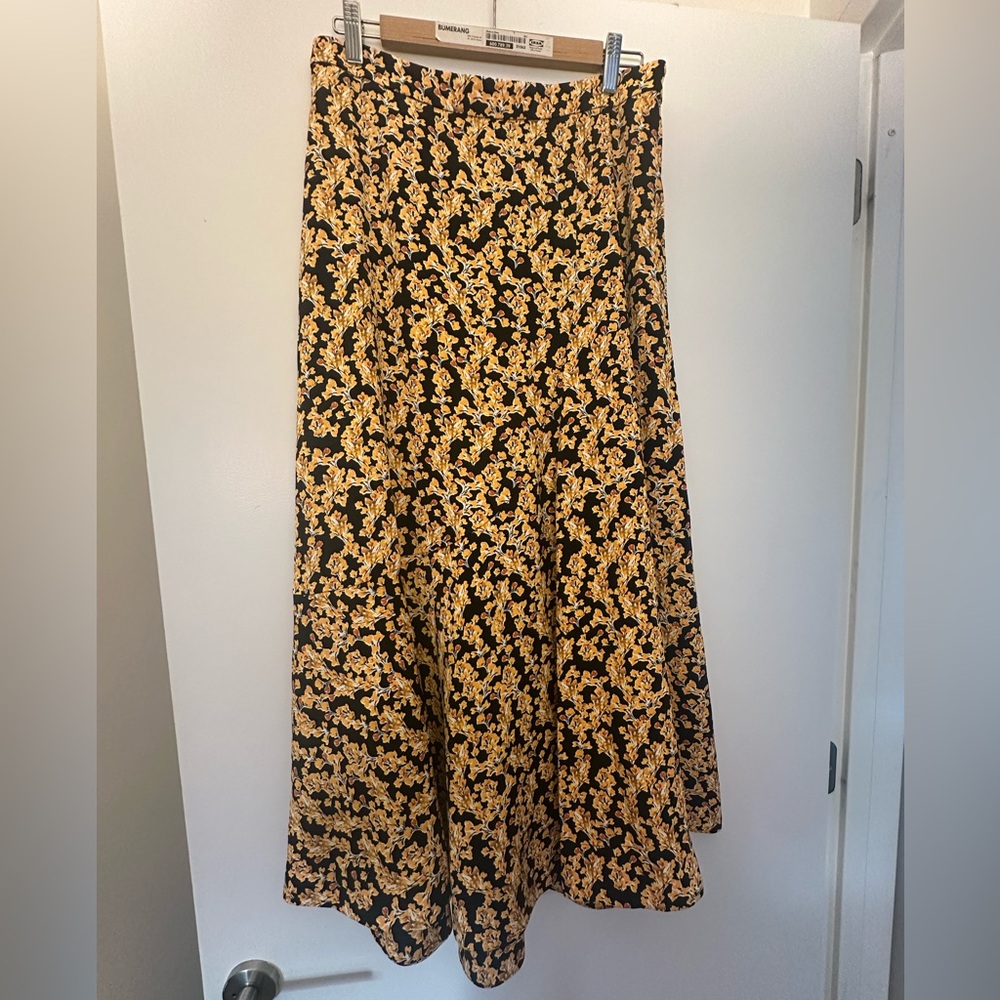 ME+EM Black/Yellow Floral Maxi Skirt